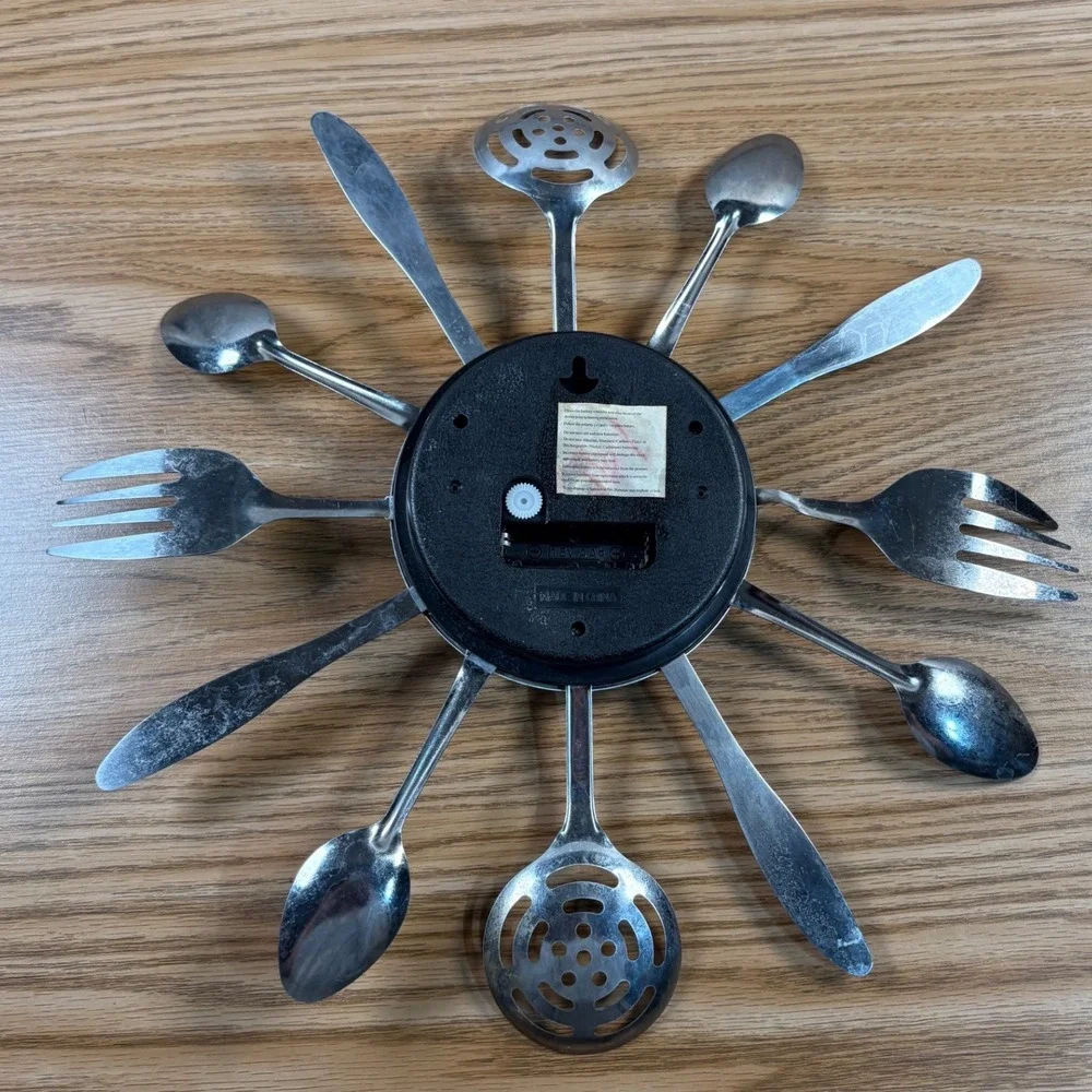Parts onlyWaltham Cutlery Wall Clock Kitchen Silver Stainless Steel Utensil Art